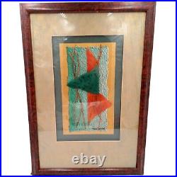 Vintage Abstract Mixed Media Collage Art Framed 1990s Signed Wall Sculpture Davi