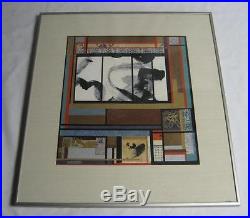 Vintage Enid Munroe Ct Artist Geometric Abstract Mixed Media Cut Paper Collage