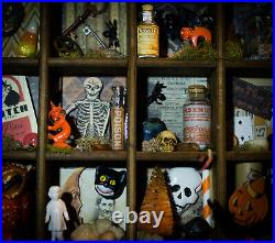 Vintage Halloween Shadow Box Assembledge Shelf of Curiosity Apothecary Decor