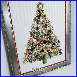 Vintage Jewelry Art Framed Christmas Tree 16 x 20