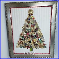 Vintage Jewelry Art Framed Christmas Tree 16 x 20