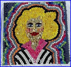 Vintage Lady button portrait'Pigue Beautiful' mixed media art collage