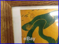 Vintage Mid Century Modern Abstract Mixed Media Painting on Paper