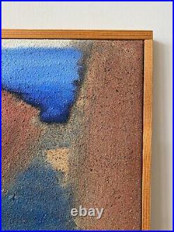 Vintage Mid-century Abstract Framed Mixed Media Painting Substance
