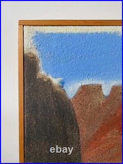 Vintage Mid-century Abstract Framed Mixed Media Painting Substance