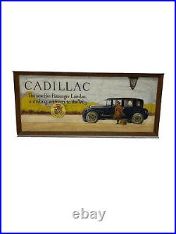 Vintage Mixed Media Cadillac Landau Fan Art Hand Painted Cadillac Advertisement