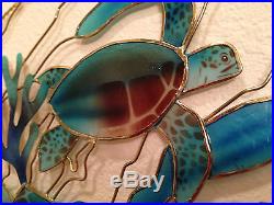 Vintage Sun Catcher Capiz Shell Ocean Sea Turtles Seal Coral Artist Wyland Rare