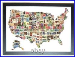 Vintage USA stamp collage art