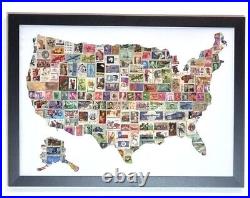 Vintage USA stamp collage art