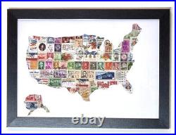 Vintage USA stamp collage art