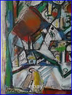 WALTER FIRPO 1903-2002 Cubist Mixed Media Painting 1960's THE HOLY MOTHER