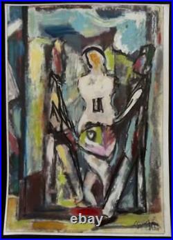 WALTER FIRPO 1903-2002 Matisse & Gleizes Friend Cubist Mixed Media Painting 1960