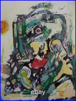 WALTER FIRPO 1903-2002 Picasso Period Mixed Media Painting 1970 HIDDEN FIGURE