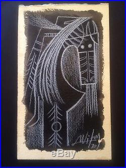WIFREDO LAM, Mixed Media Signed, dated 70, with stamps on back