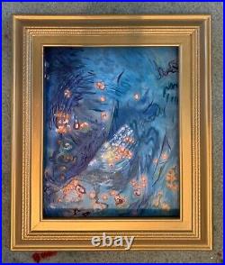 Water Under The Bridge, 12x13, Original Mixed Media Pastel Painting, Frame Gold