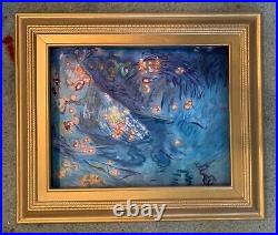 Water Under The Bridge, 12x13, Original Mixed Media Pastel Painting, Frame Golds
