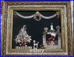 Wear Pin (Or) Framed Jewelry Art Vintage Rhinestone Christmas Tree Pin LaHeir