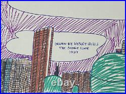 Wesley Willis (Handmade) Drawing mixed media on old paper signed & stamped