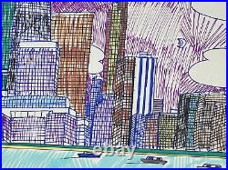 Wesley Willis (Handmade) Drawing mixed media on old paper signed & stamped