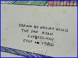 Wesley Willis (Handmade) Mixed Media Paper Painting Signed and Stamped