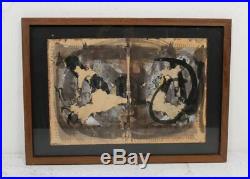 Wladislaw Popielarczyk Modernist Abstract Paper Mixed Media Painting 15x21