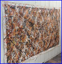 XXL Jackson Pollock Signed Abstract Modernist Painting On Canvas