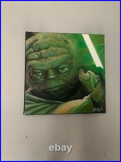 Yoda With Lightsaber Star Wars 18x18 Pop Art Painting Chris Cargill