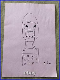 Yoshimoto Nara Drawing on paper (Handmade) signed and stamped mixed media